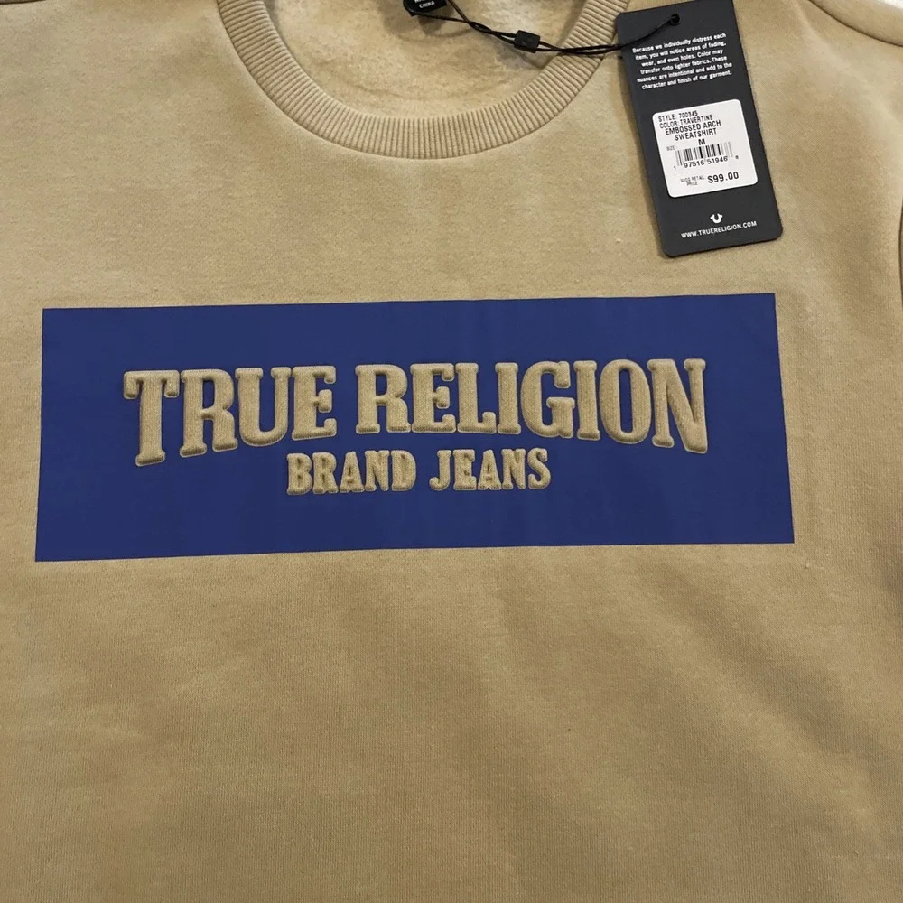 True Religion Embossed Arch Crew Neck Sweatshirt Mens Medium NWT